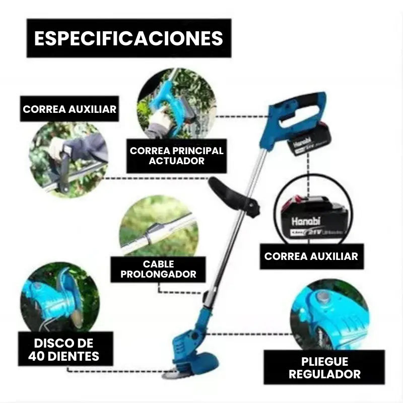 Cortadora de Cesped Inalámbrica  [2 BATERÍAS RECARGABLES]