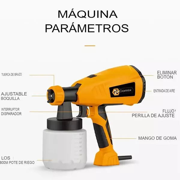 Pistola Pulverizadora Eléctrica APROVECHAMIENTO Y AHORRO DEL 60% EN PINTURA