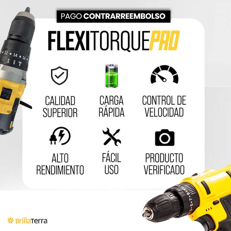 Taladro y atornillador con extensión flexible para espacios reducidos