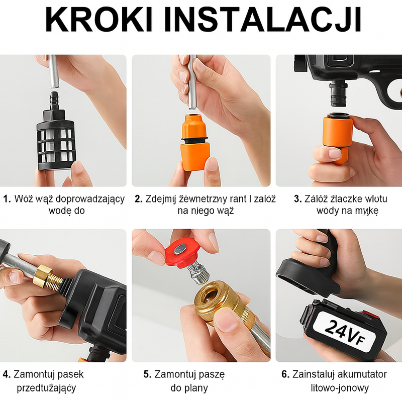OSTATNIE 12 SZTUK | Bezprzewodowa myjka ciśnieniowa  o wysokim ciśnieniu + 8 DODATKOWYCH AKCESORIÓW GRATIS